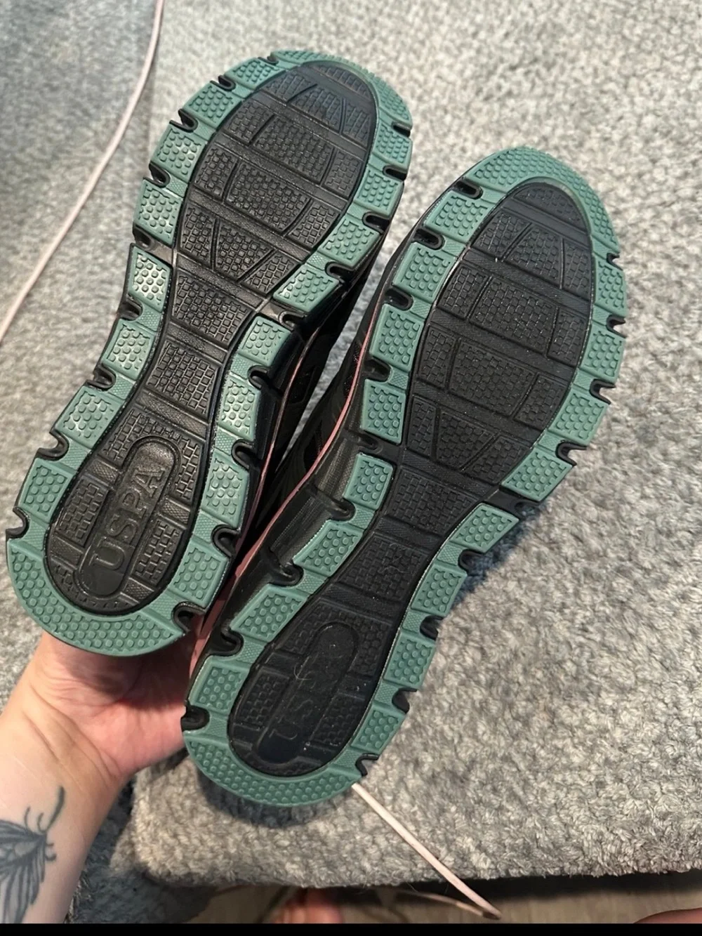 🆕U.S. Polo Assn. Women’s Black/Pink/Teal Lace-up Athletic Running Shoes❤️Sz: 10